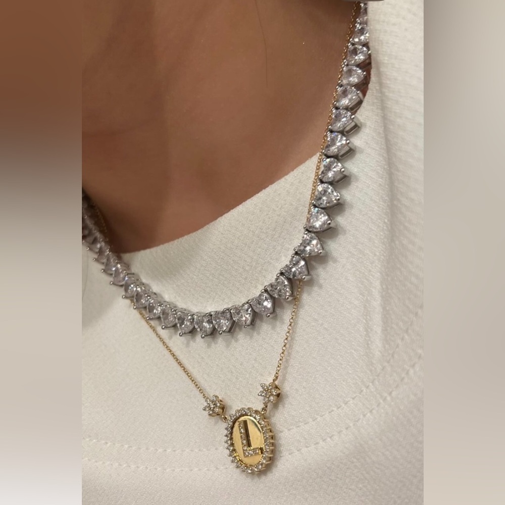 Elegant Silver Heart “Diamond” Tennis Necklace